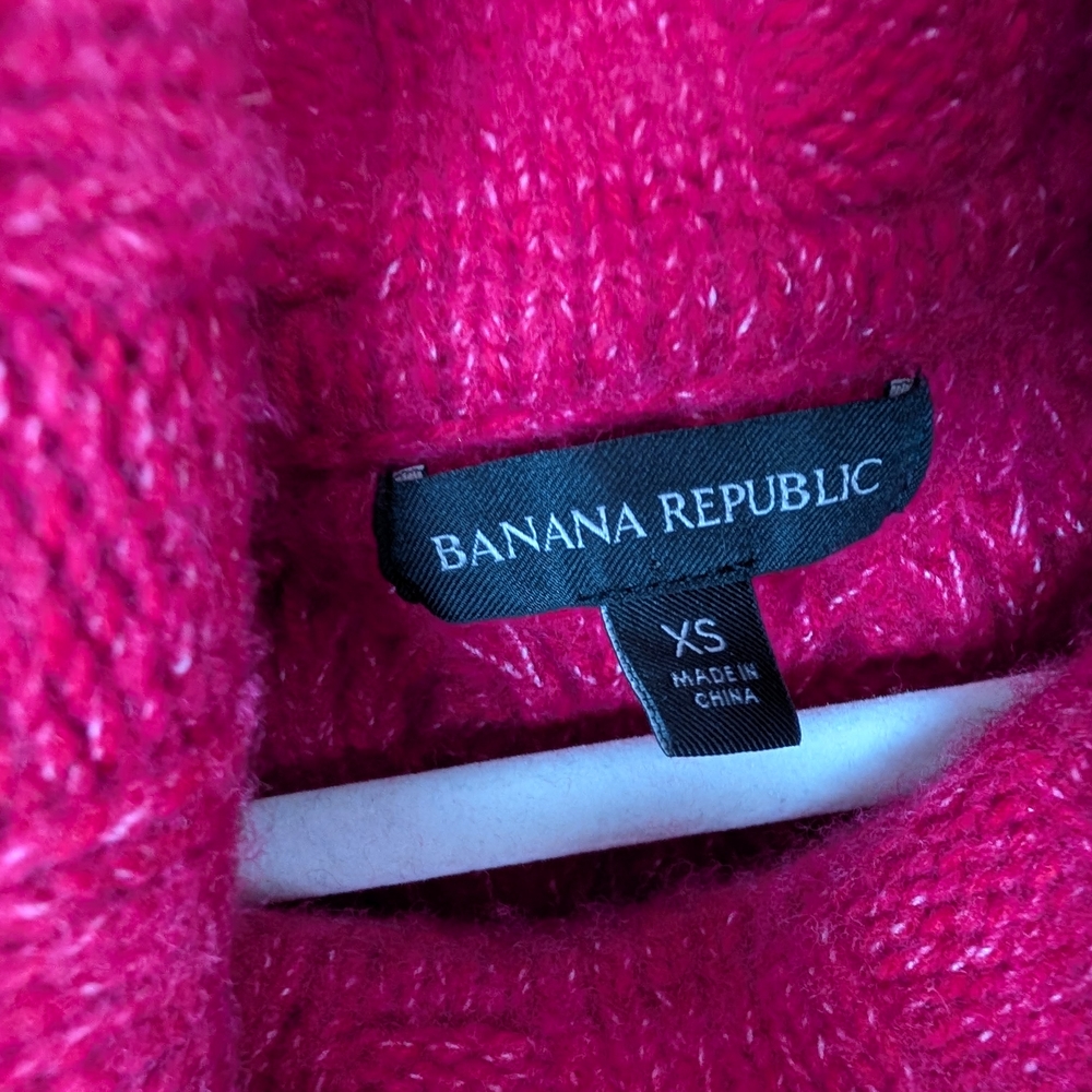 Banana Republic XS Yak Hair Wool Cesta Cable-Knit Turtleneck Sweater Oversized - Picture 8 of 12